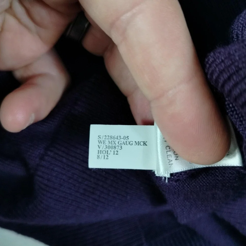 Banana Republic Sweater Mens Large Purple Merino Wool Mock Neck Knit Snap Button